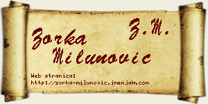 Zorka Milunović vizit kartica